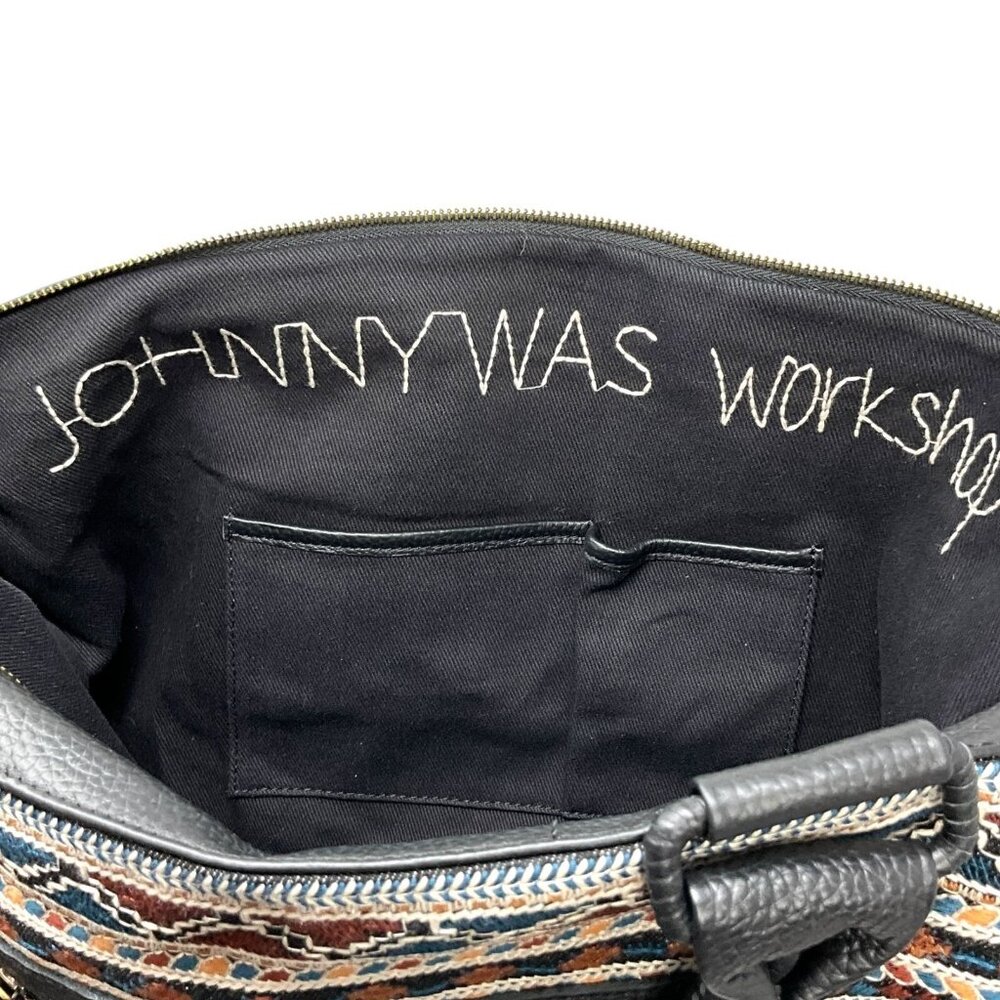 Johnny Was Workshop Molly Jo Tote Weekender Bag Black Floral Embroidery Leather - Picture 14 of 15